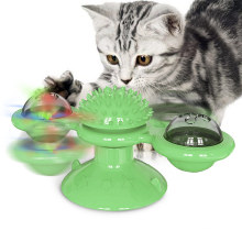 Windmill Cat Toy Cat Scratching Tickle Hair Brush Interactive Teasing Cat Toy with Catnip and LED Ball